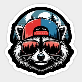 Raccoon Lovers Funny Raccoon Cap Adventure Lovers Sticker